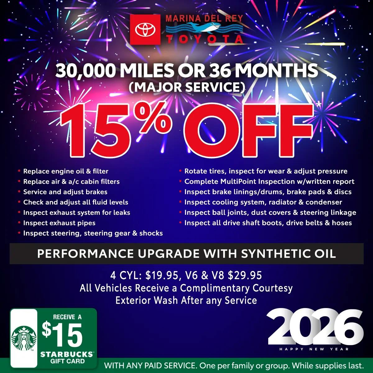 30,000 Miles or 36 Months (Major Service) | Marina del Rey Toyota