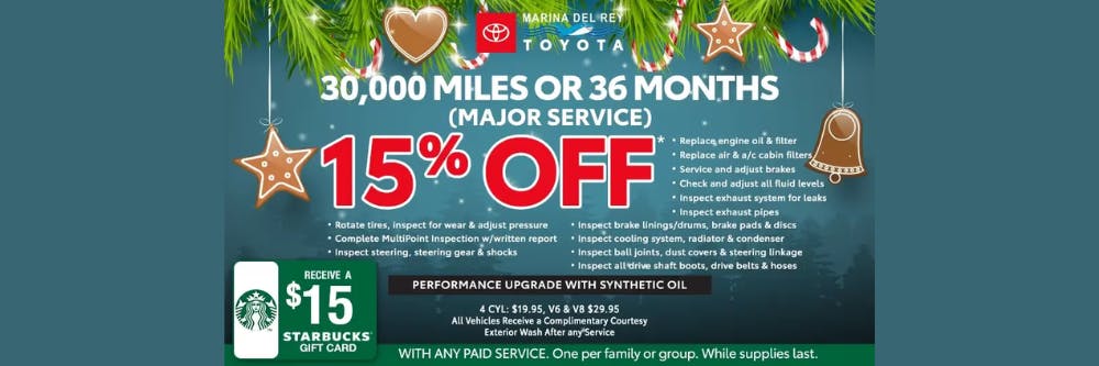 30,000 Miles or 36 Months (Major Service) | Marina del Rey Toyota