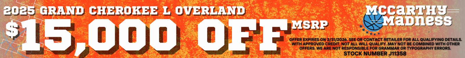 2025 Grand Cherokee L Overland $15,000 Off MSRP