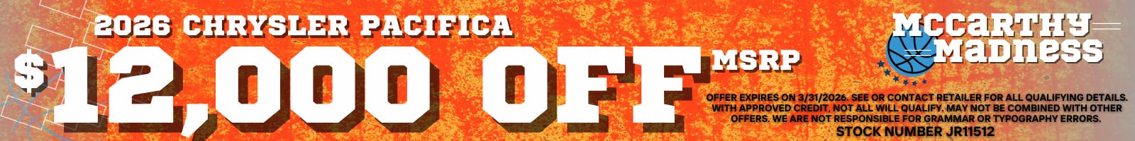 New 2026 Pacifica $12,000 Off MSRP