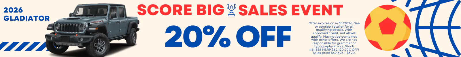 2026 Gladiator 20% Off Sales Event