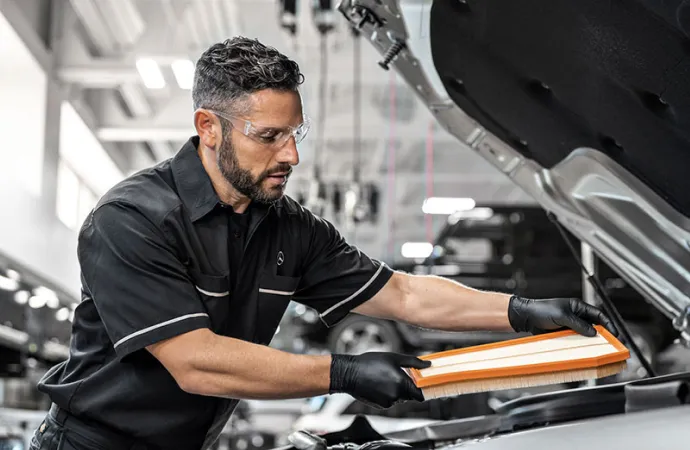 Mercedes-Benz vehicle receiving professional service