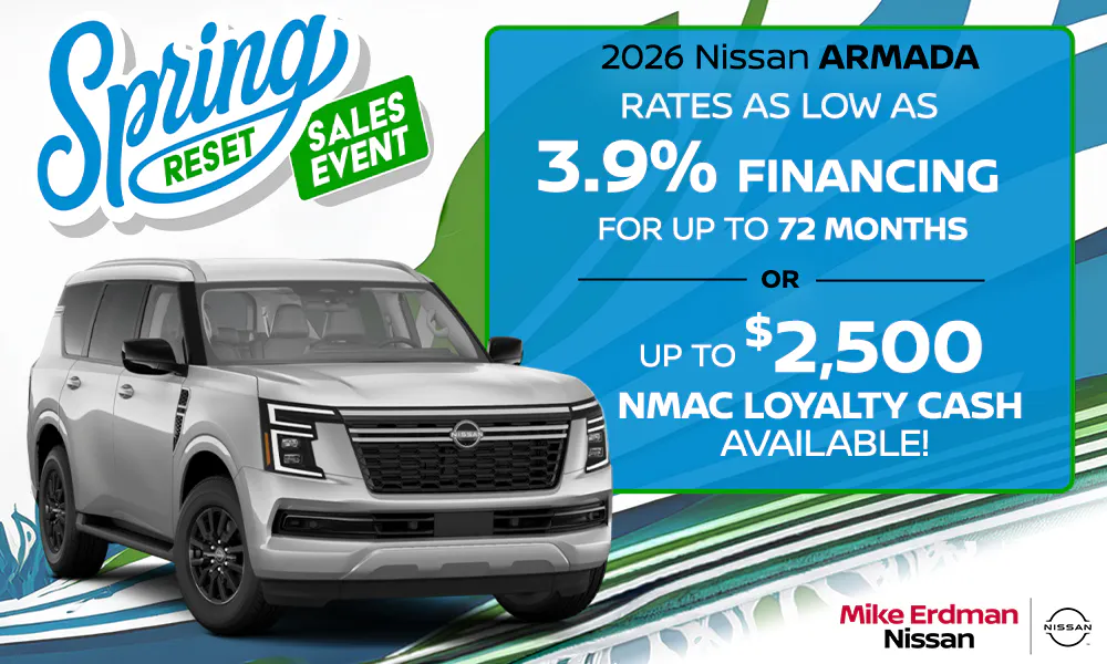 2026 Nissan Armada –  3.9% APR FOR 60 MONTHS AVAILABLE | Mike Erdman Nissan