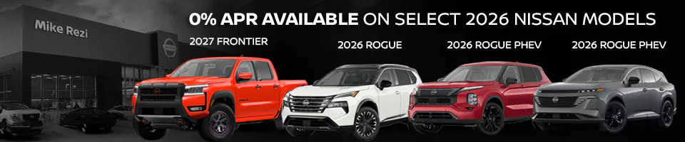 October 2026 SRP Banners – 0% APR Header / Frontier Trade-In Footer | Mike Rezi Nissan Atlanta