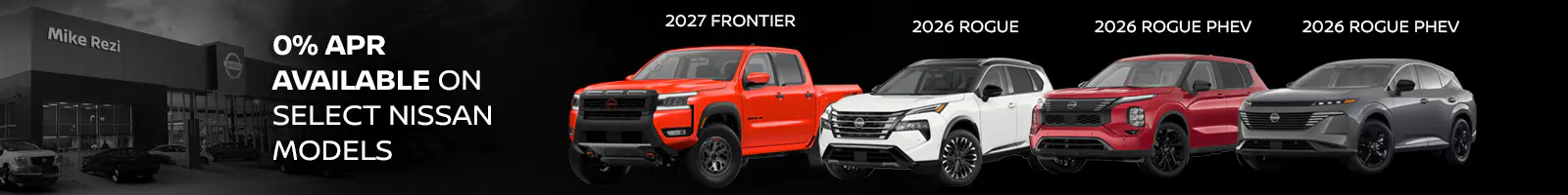 October 2026 SRP Banners – 0% APR Header / Frontier Trade-In Footer | Mike Rezi Nissan Atlanta