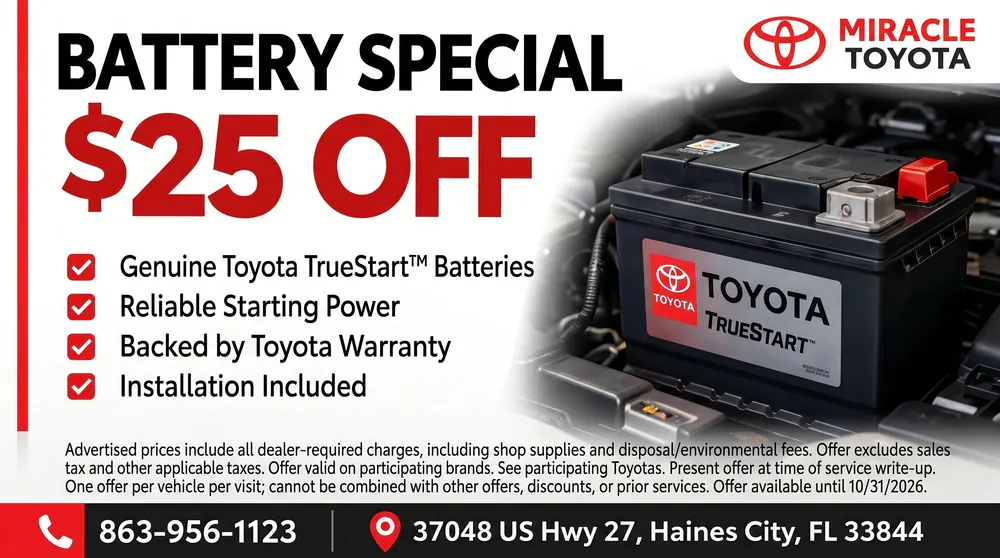 Battery Special – $25 Off | Miracle Toyota