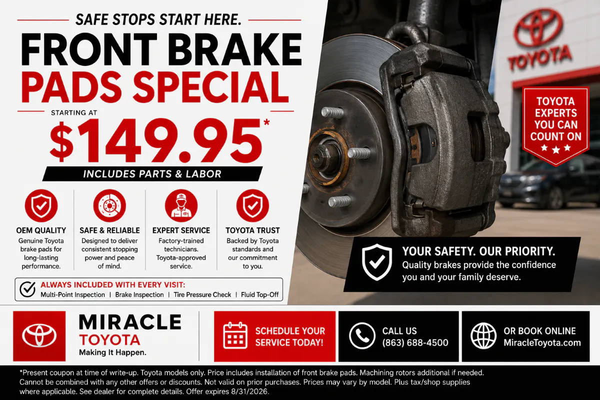 Front Brake Pads Special | Miracle Toyota