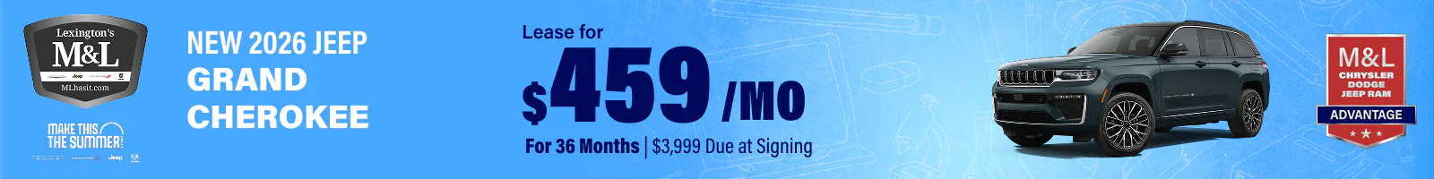 Grand Cherokee $459 per month lease for 36 months
