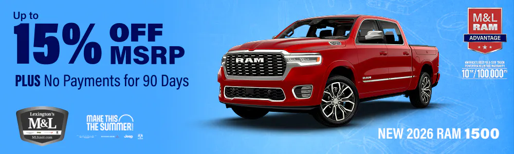 Ram 1500: 15% below MSRP | M&L Chrysler Dodge Jeep Ram of Lexington