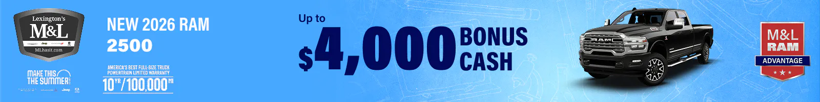 Ram 2500 $4,000 Total Bonus Cash