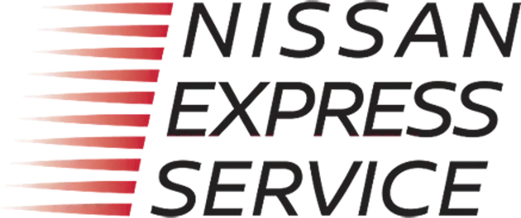 nissan-express-service-black-transparent-1 Nissan Express Service logo with red motion stripes and bold black text on a transparent background.