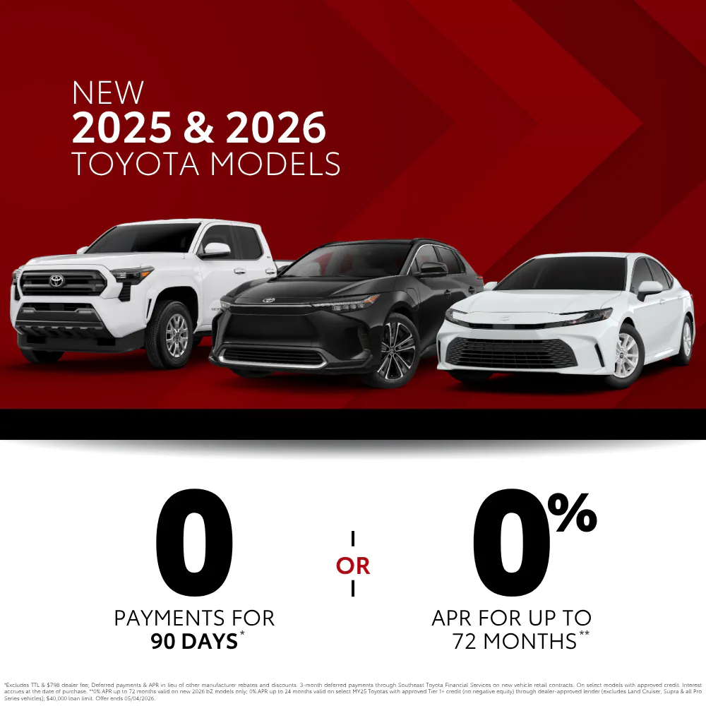 0% APR on New 2025 & 2026 Toyota Models | Pinehurst Toyota