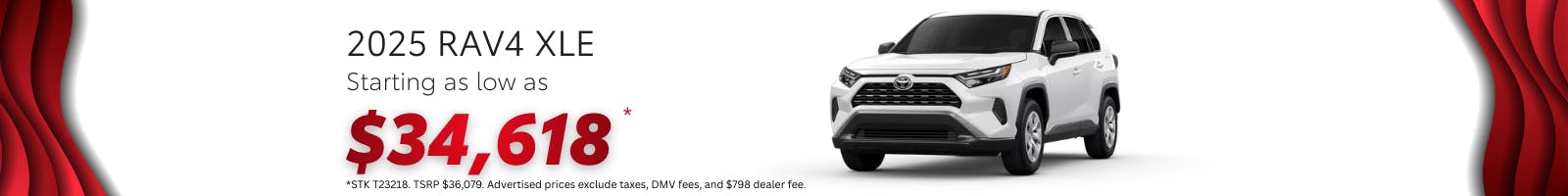 2025 Toyota RAV4 XLE Starting as low as $34,618