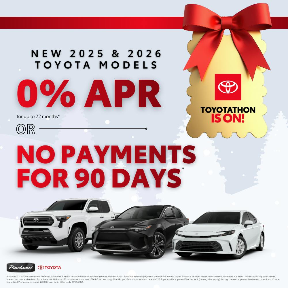 0% APR on New 2025 & 2026 Toyota Models | Pinehurst Toyota