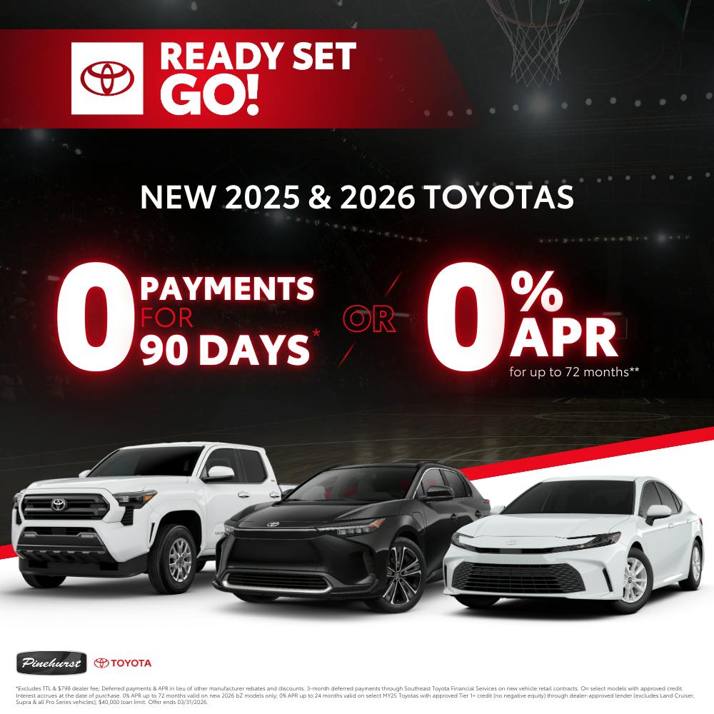 0% APR on New 2025 & 2026 Toyota Models | Pinehurst Toyota