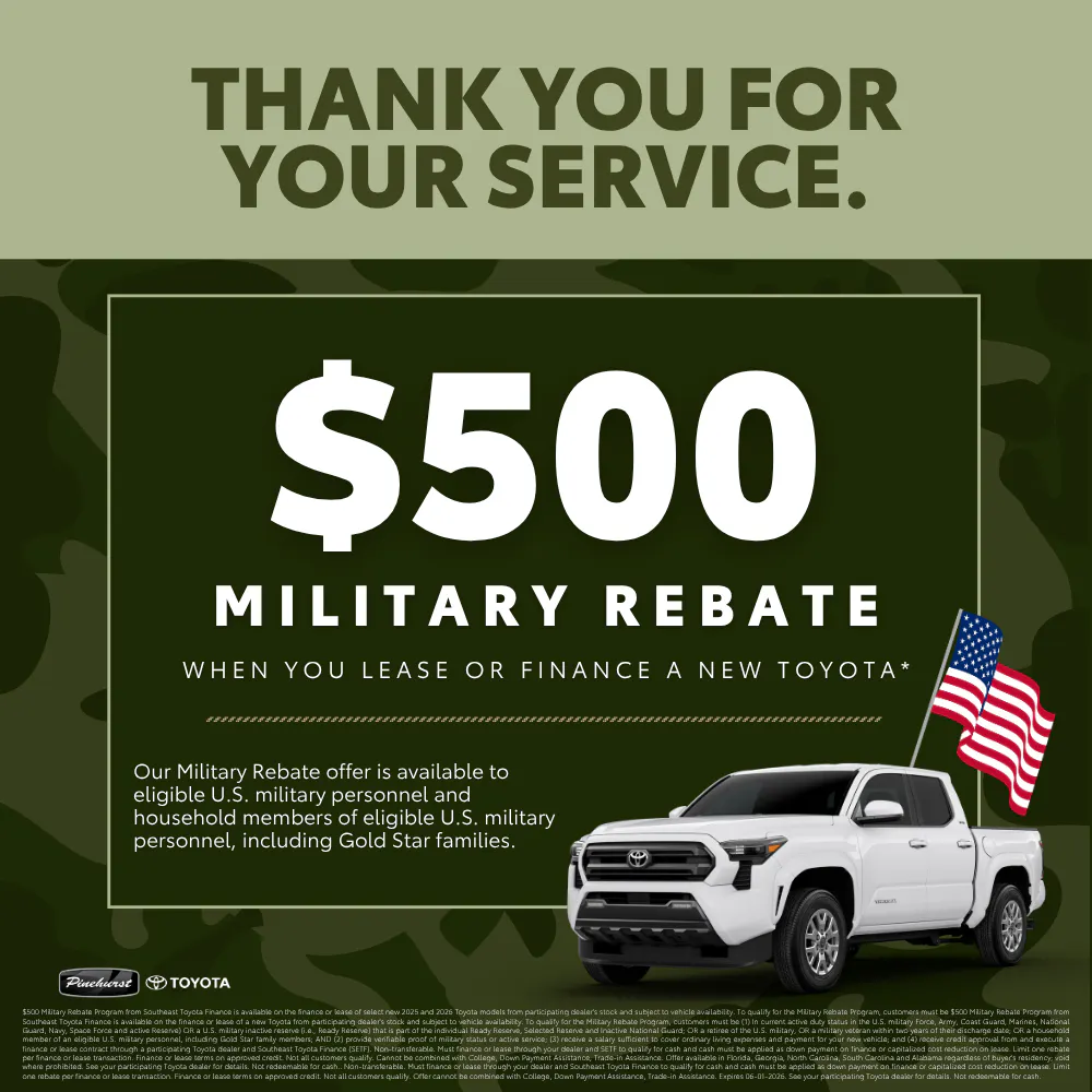 Military Rebate | Pinehurst Toyota