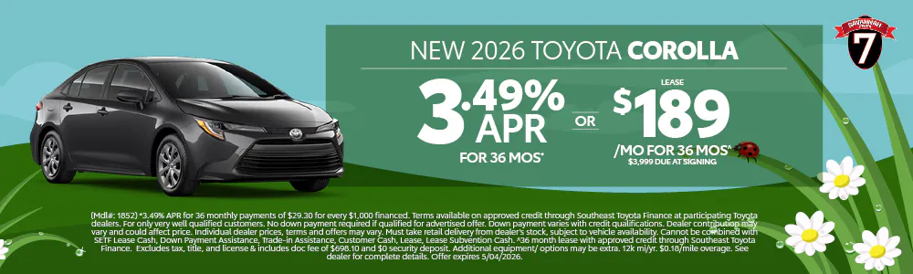 Corolla Offer SRP | Savannah Toyota