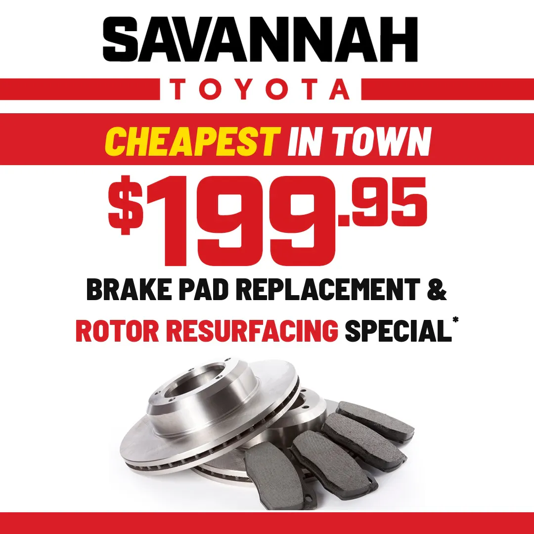 Brake Pad Replacement & Rotor Resurfacing for $199.95* | Savannah Toyota