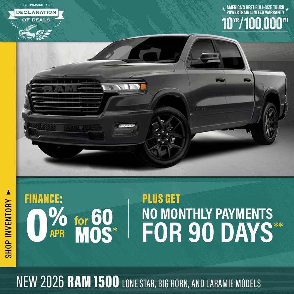 New 2026 RAM 1500 Models Lone Star, Big Horn, and Laramie Models