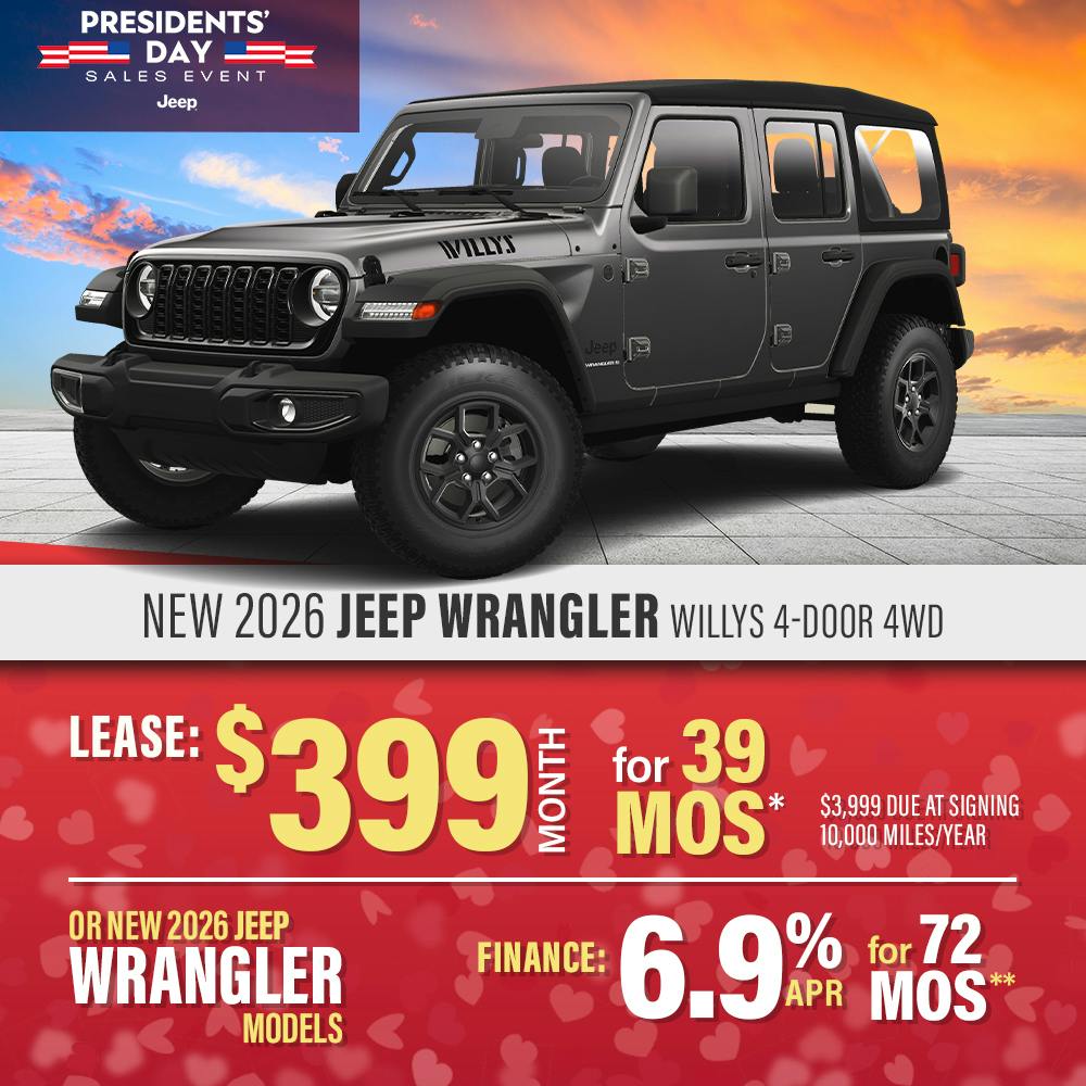 New 2026 Jeep Wrangler Willys 4-Door 4WD OR New 2026 Jeep Wrangler Models