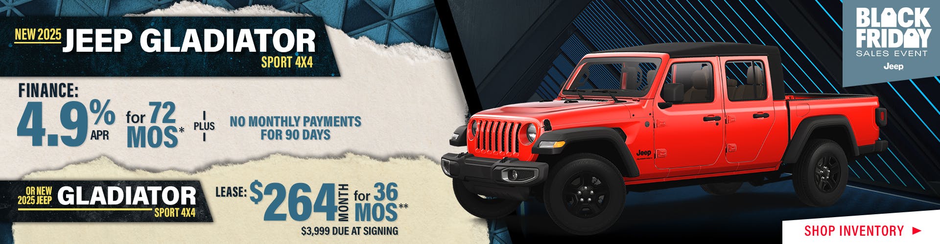New 2025 Jeep Gladiator Sport 4X4 OR New 2025 Jeep Gladiator Sport 4X4