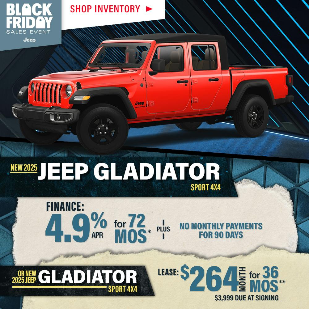 New 2025 Jeep Gladiator Sport 4X4 OR New 2025 Jeep Gladiator Sport 4X4