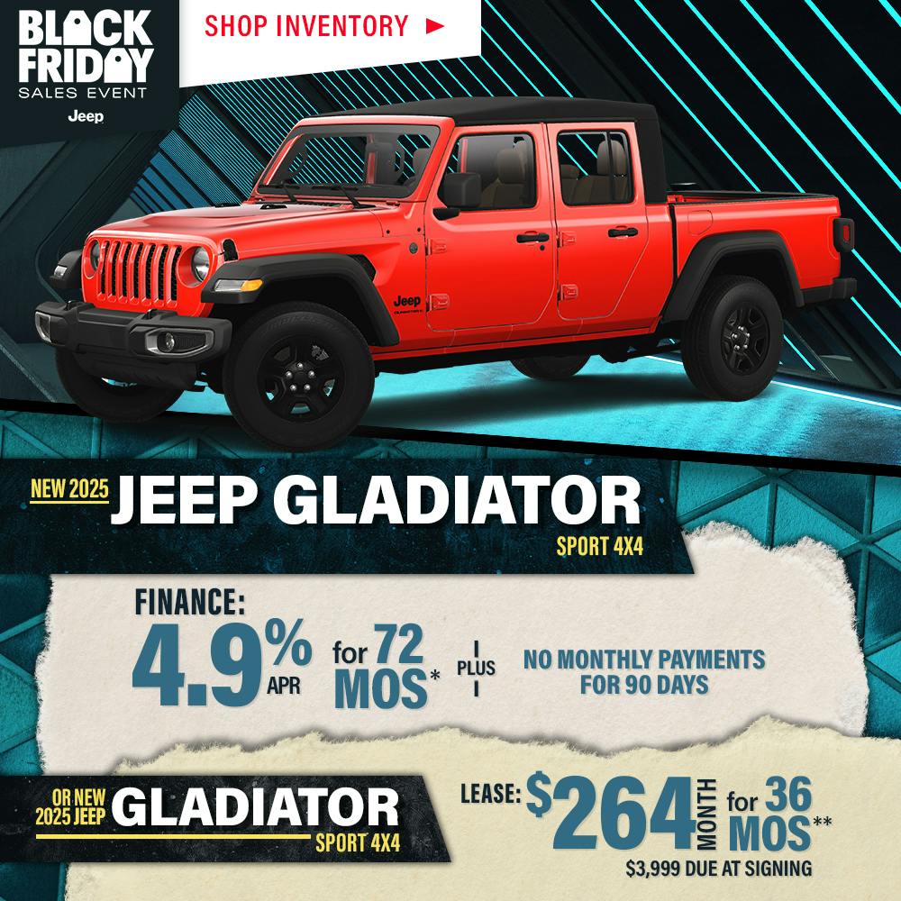 New 2025 Jeep Gladiator Sport 4X4 OR New 2025 Jeep Gladiator Sport 4X4