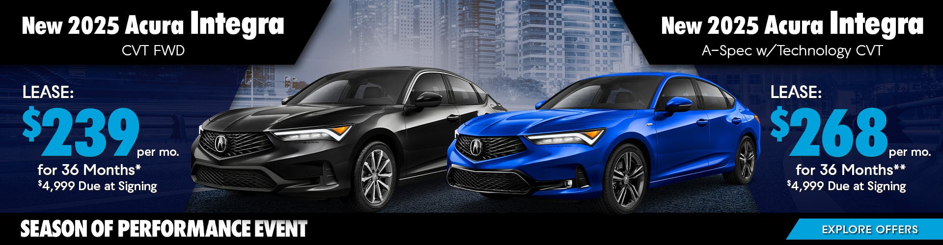 New 2025 Acura Integra CVT FWD Or New 2025 Acura Integra A-Spec w/ Technology CVT