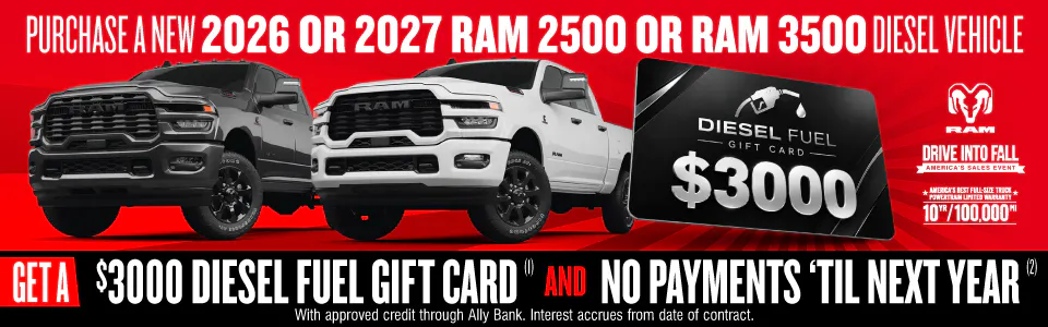 Purchase a New 2026 RAM 2500 or New RAM 3500 Diesel Vehicle | Shottenkirk Chrysler Dodge Jeep Ram Prosper