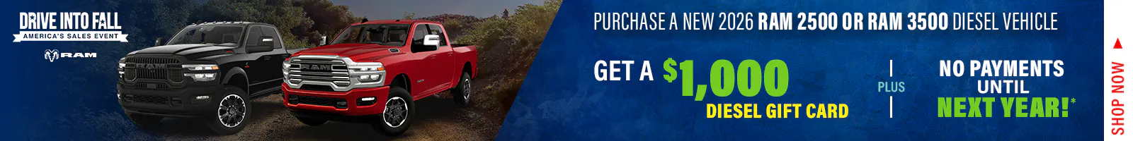 Purchase a New 2026 RAM 2500 or New RAM 3500 Diesel Vehicle