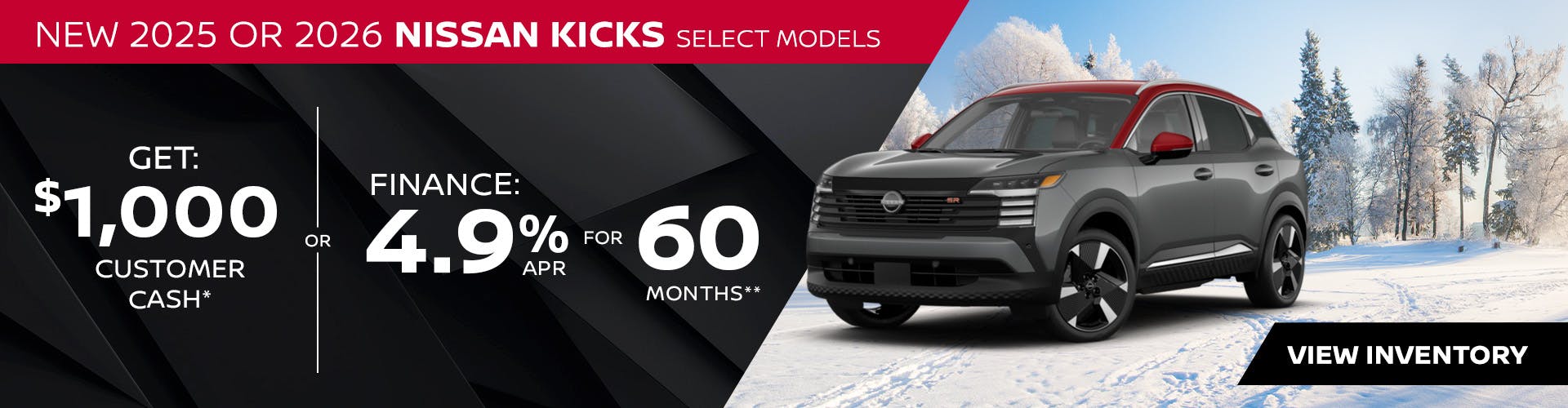 New 2025 or 2026 Nissan Kicks Select Models