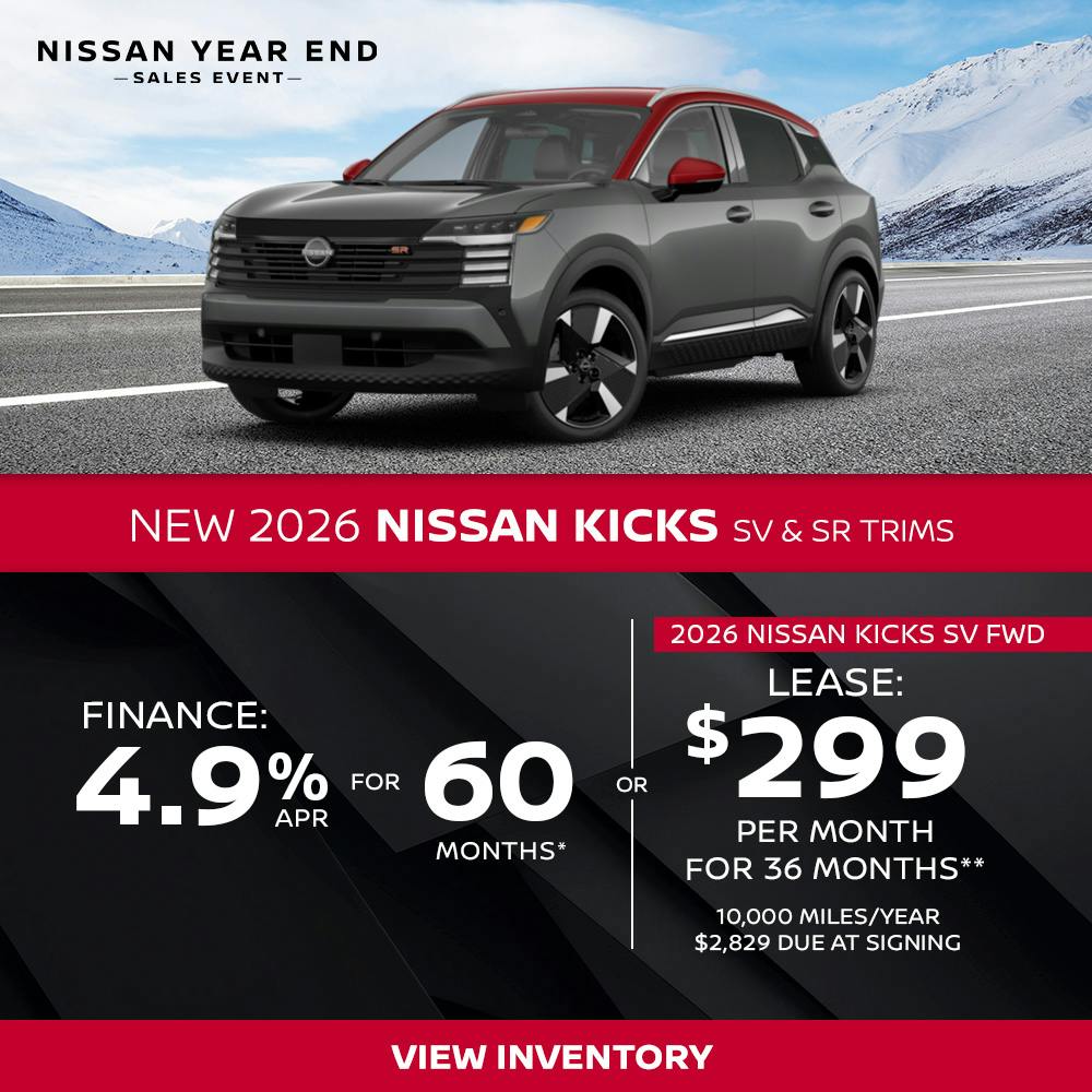 New 2026 Nissan Kicks SV & SR Trims  OR 2026 Nissan Kicks SV FWD