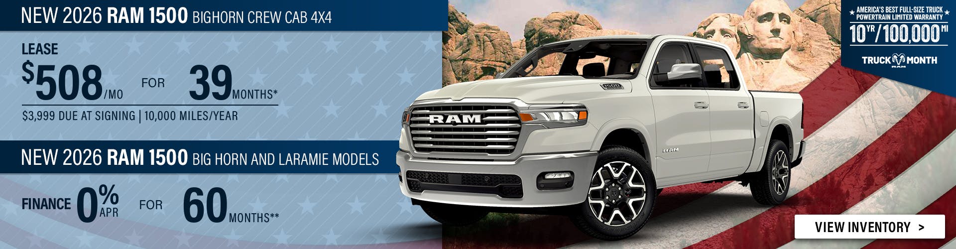 New 2026 Ram 1500 Big Horn Crew Cab 4X4 OR New 2026 RAM 1500 Big Horn and Laramie Models