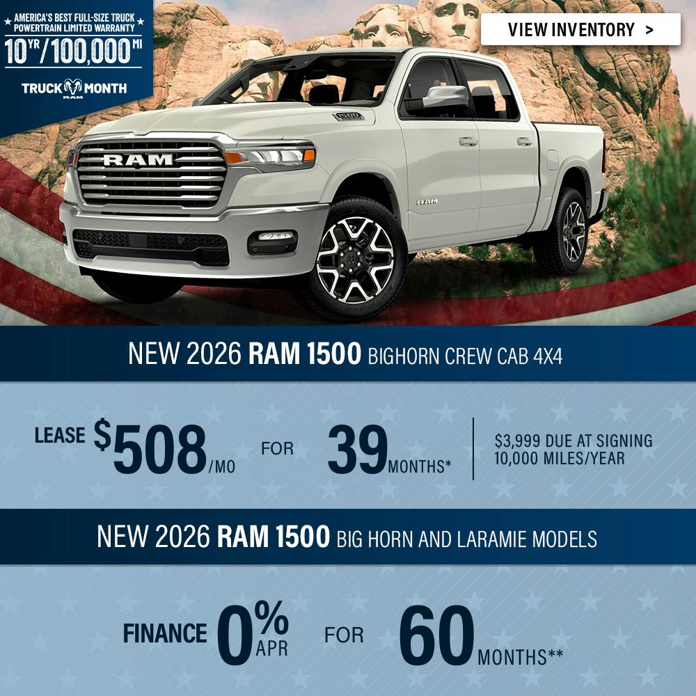 New 2026 Ram 1500 Big Horn Crew Cab 4X4 OR New 2026 RAM 1500 Big Horn and Laramie Models