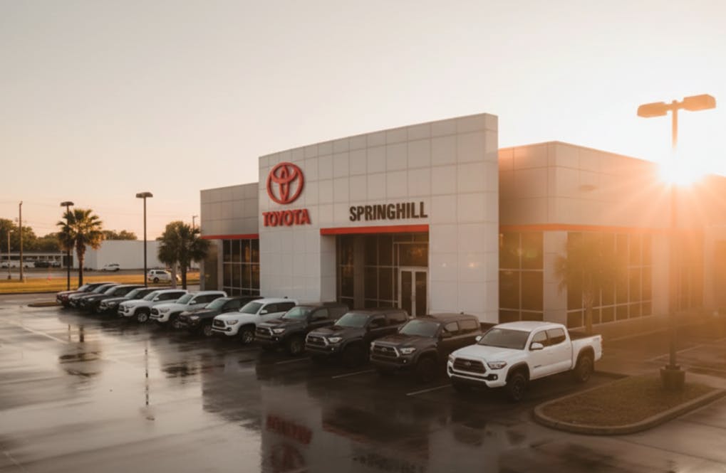 Lineup of pre-owned Toyota trucks at Springhill Toyota in Mobile AL