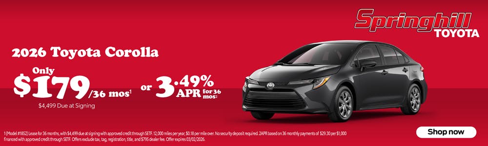 2026 Corolla SRP | Springhill Toyota