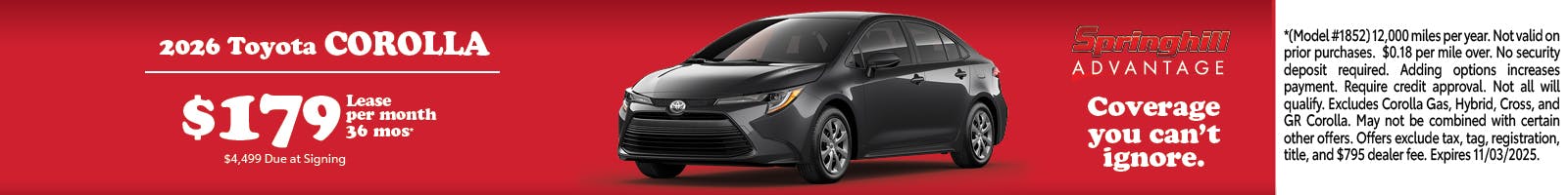 2025 Corolla SRP