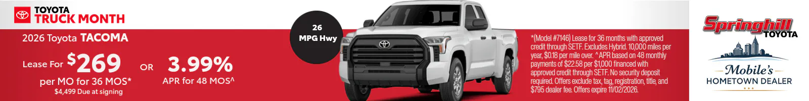 2026 October Toyota Tacoma SR5