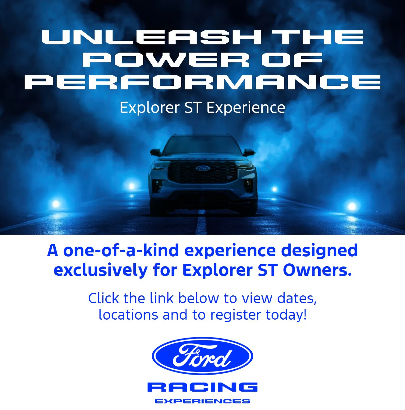 Ford Explorer ST Experience campaign creative, square format