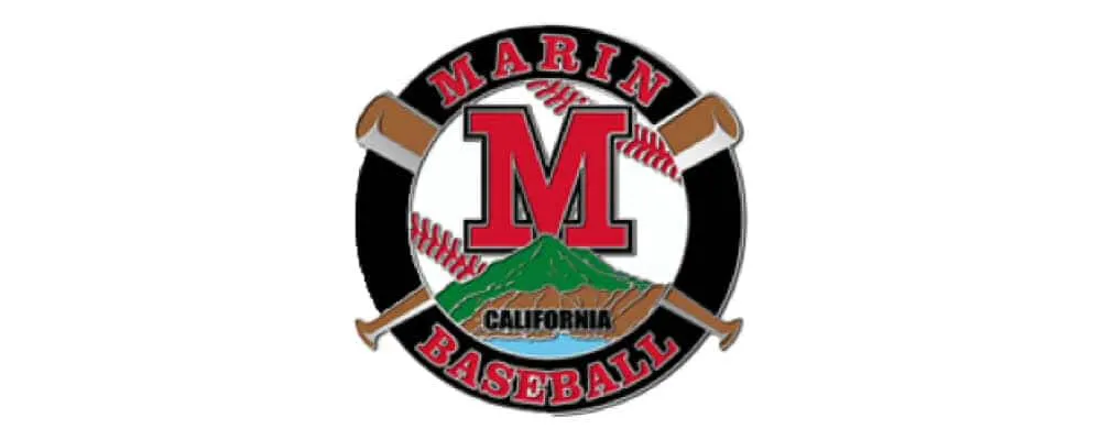 Marin CA Baseball Logo with two crossed bats and a ball