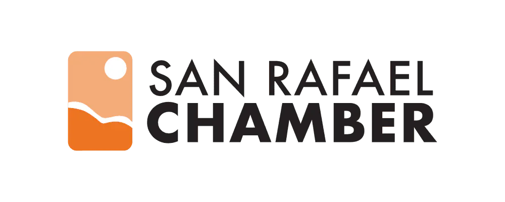 San Rafael Chamber logo orange and black