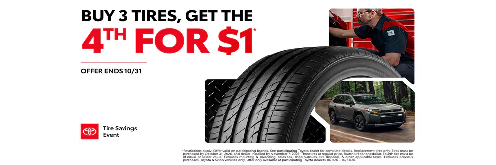Buy 3 Tires, Get the 4th for $1 | Toyota of Hollywood