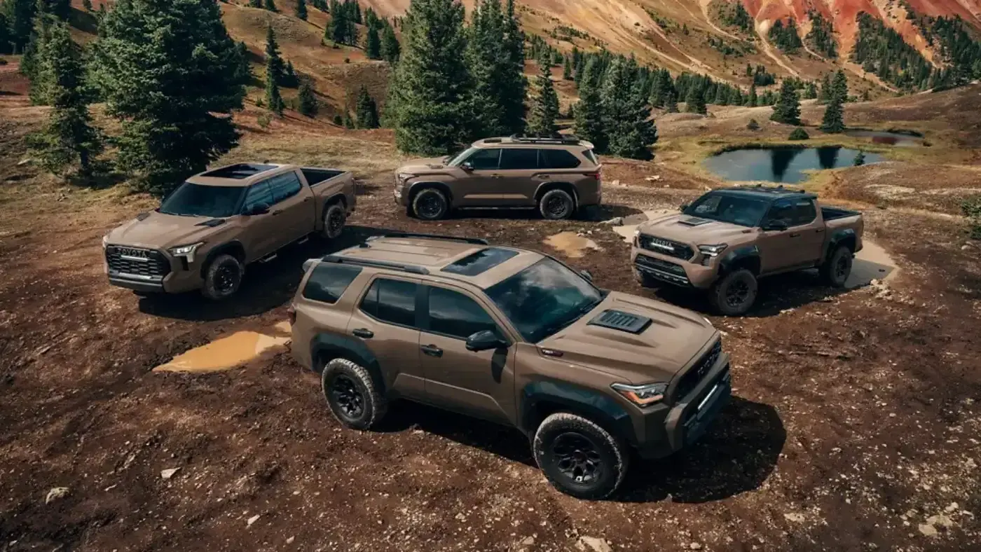 three Toyota TRD vehicles