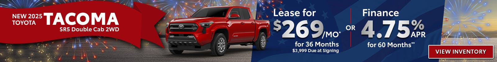 New 2025 Toyota Tacoma Lease For $269 Month
