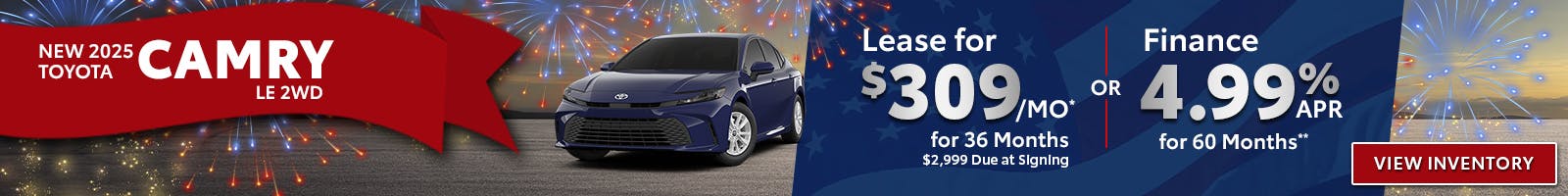 New 2025 Toyota Camry Lease For $309 Month