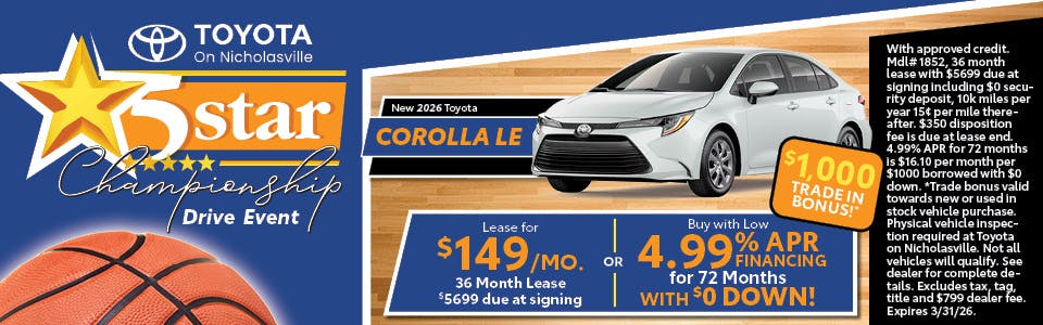 New 2026 Toyota Corolla LE | Toyota on Nicholasville