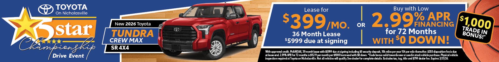 New 2026 Toyota TUNDRA CREW MAX SR 4X4