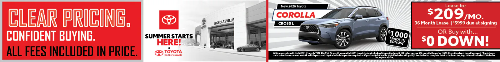 Clear Pricing Corolla Cross