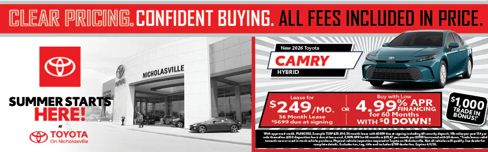 Clear Pricing Camry | Toyota on Nicholasville