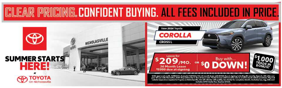 Clear Pricing Corolla Cross | Toyota on Nicholasville